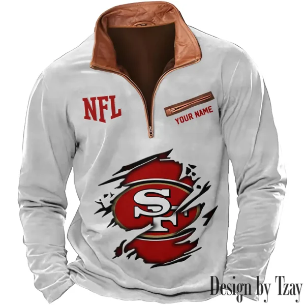 San Francisco 49ers New Polo Outdoor Casual Daily Streetwear Long Sleeve Turndown Zip SPTZSW028 - Image 7