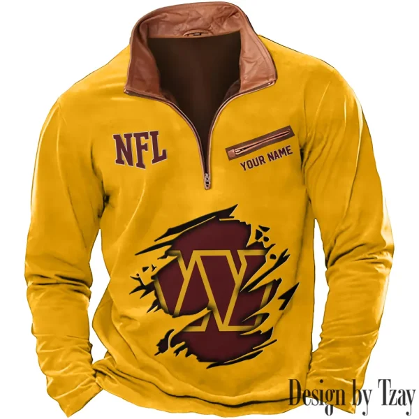Washington Commanders New Polo Outdoor Casual Daily Streetwear Long Sleeve Turndown Zip SPTZSW032 - Image 3