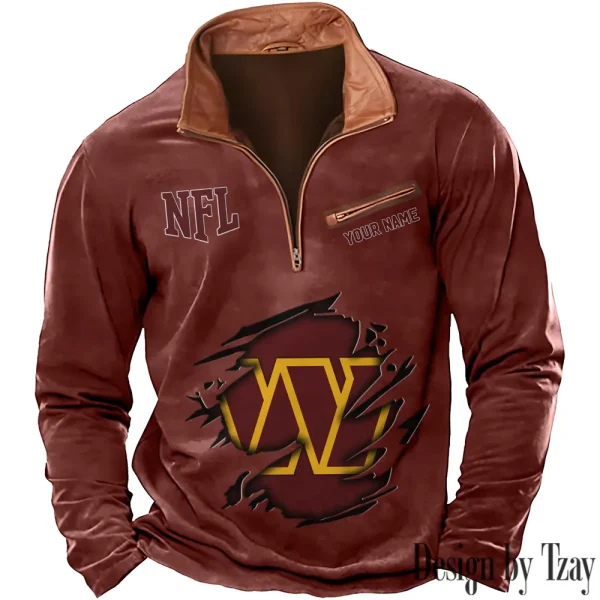 Washington Commanders New Polo Outdoor Casual Daily Streetwear Long Sleeve Turndown Zip SPTZSW032 - Image 6