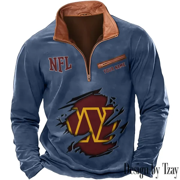 Washington Commanders New Polo Outdoor Casual Daily Streetwear Long Sleeve Turndown Zip SPTZSW032 - Image 7