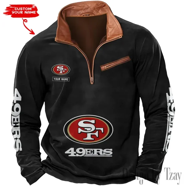 San Francisco 49ers New Polo Outdoor Casual Daily Streetwear Long Sleeve Turndown Zip SPTZSW060