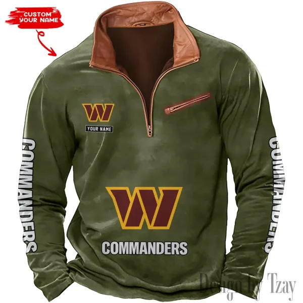 Washington Commanders New Polo Outdoor Casual Daily Streetwear Long Sleeve Turndown Zip SPTZSW062 - Image 5