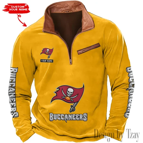 Tampa Bay Buccaneers New Polo Outdoor Casual Daily Streetwear Long Sleeve Turndown Zip SPTZSW064 - Image 6