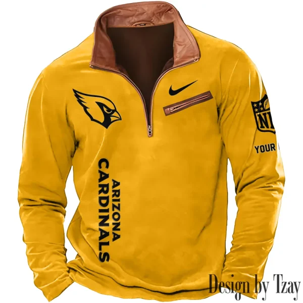 Arizona Cardinals New Polo Outdoor Casual Daily Streetwear Long Sleeve Turndown Zip SPTZSW065 - Image 5