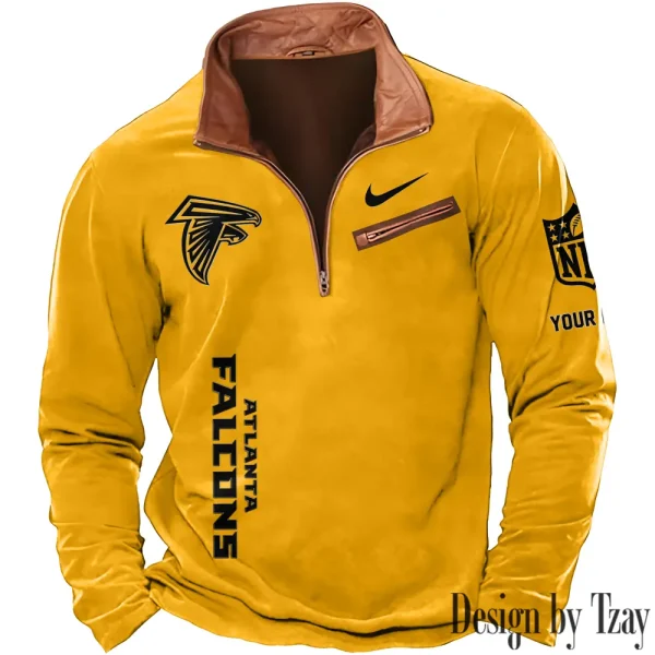 Atlanta Falcons New Polo Outdoor Casual Daily Streetwear Long Sleeve Turndown Zip SPTZSW066 - Image 3