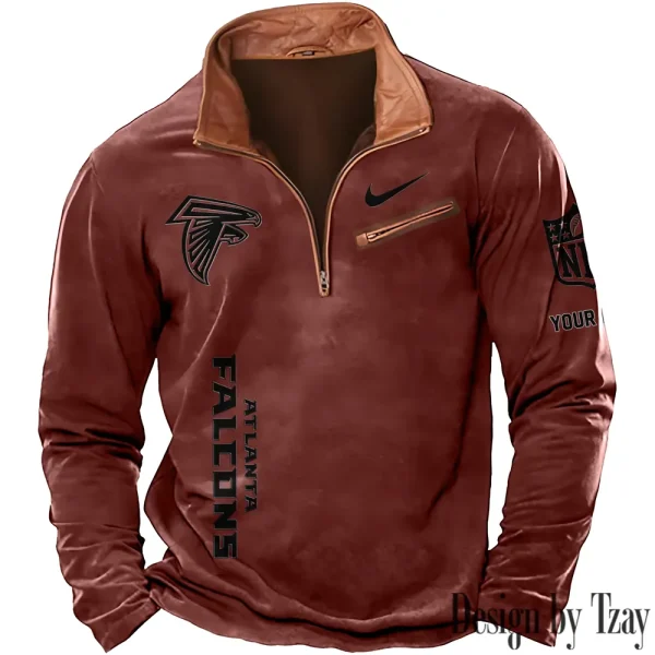 Atlanta Falcons New Polo Outdoor Casual Daily Streetwear Long Sleeve Turndown Zip SPTZSW066 - Image 4