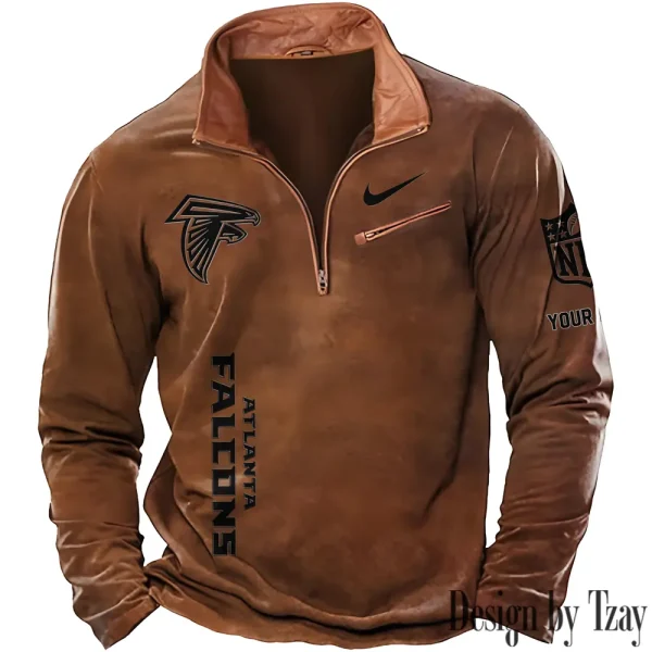 Atlanta Falcons New Polo Outdoor Casual Daily Streetwear Long Sleeve Turndown Zip SPTZSW066 - Image 6