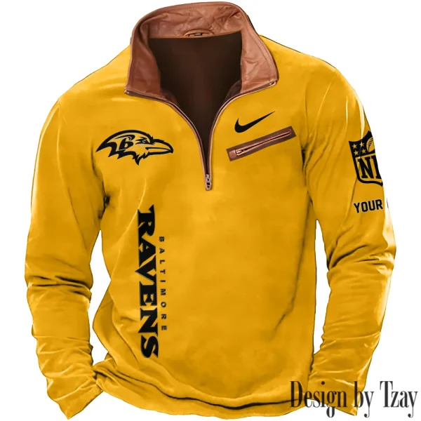Baltimore Ravens New Polo Outdoor Casual Daily Streetwear Long Sleeve Turndown Zip SPTZSW067 - Image 4