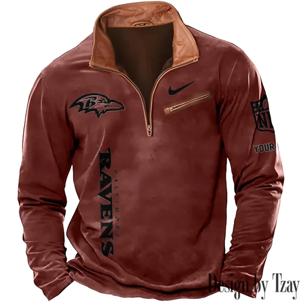 Baltimore Ravens New Polo Outdoor Casual Daily Streetwear Long Sleeve Turndown Zip SPTZSW067 - Image 5