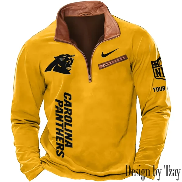 Carolina Panthers New Polo Outdoor Casual Daily Streetwear Long Sleeve Turndown Zip SPTZSW069 - Image 7