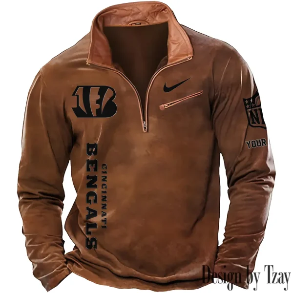 Cincinnati Bengals New Polo Outdoor Casual Daily Streetwear Long Sleeve Turndown Zip SPTZSW071 - Image 6