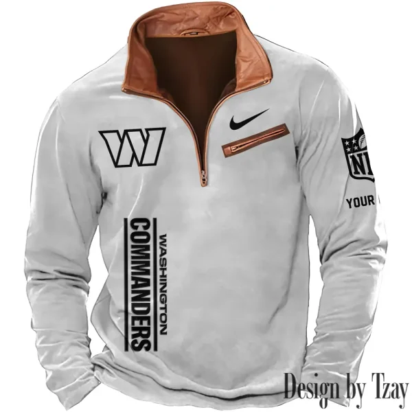 Washington Commanders New Polo Outdoor Casual Daily Streetwear Long Sleeve Turndown Zip SPTZSW096 - Image 7