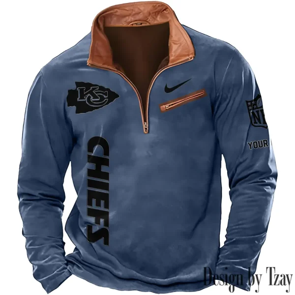 Kansas City Chiefs New Polo Outdoor Casual Daily Streetwear Long Sleeve Turndown Zip SPTZSW080