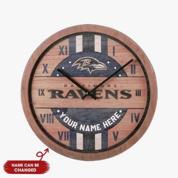 Baltimore Ravens Vintage Wooden Wall Clock SPTVWWC002