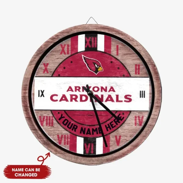 Arizona Cardinals Vintage Wooden Wall Clock SPTVWWC004