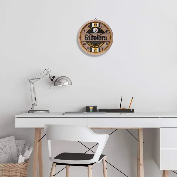 Pittsburgh Steelers Vintage Wooden Wall Clock SPTVWWC005 - Image 2