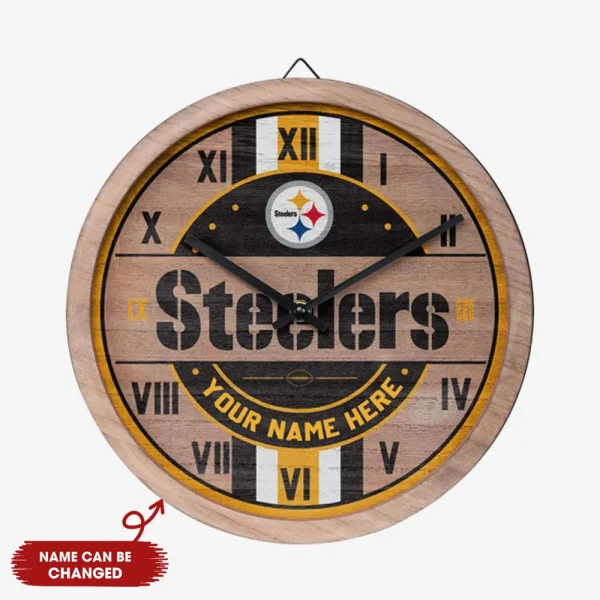Pittsburgh Steelers Vintage Wooden Wall Clock SPTVWWC005
