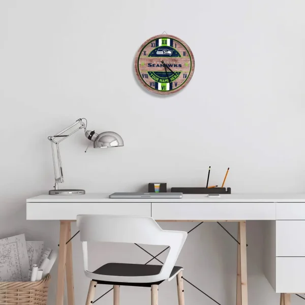 Seattle Seahawks Vintage Wooden Wall Clock SPTVWWC007 - Image 2