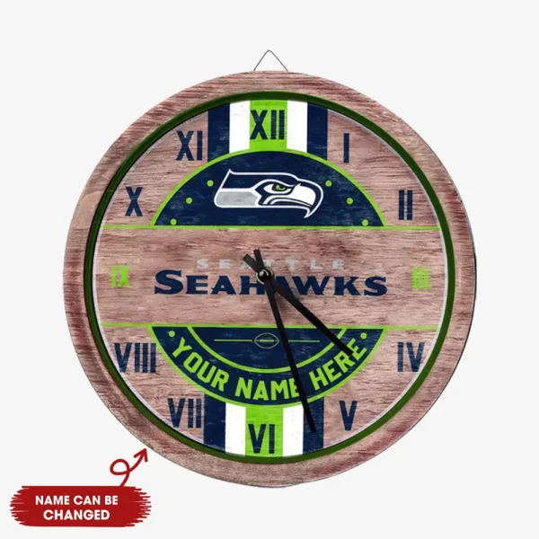 Seattle Seahawks Vintage Wooden Wall Clock SPTVWWC007