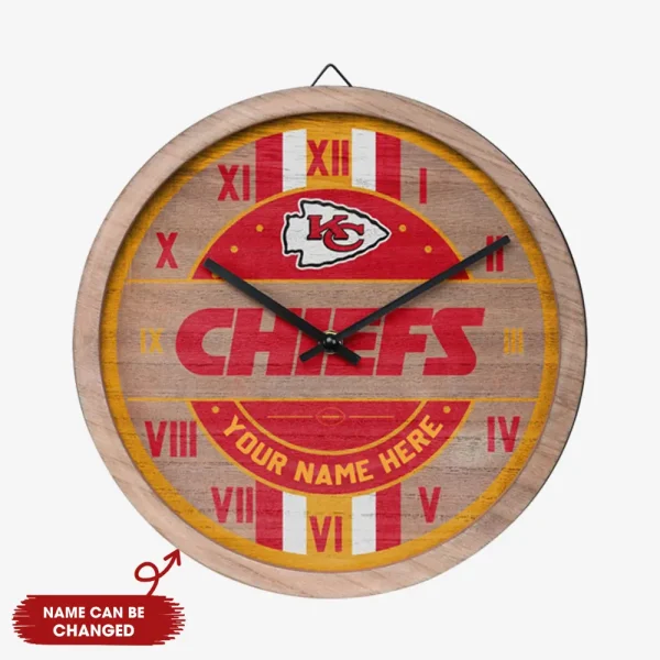 Kansas City Chiefs Vintage Wooden Wall Clock SPTVWWC011
