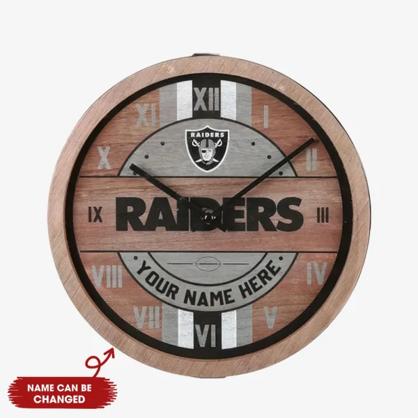 Las Vegas Raiders Vintage Wooden Wall Clock SPTVWWC012