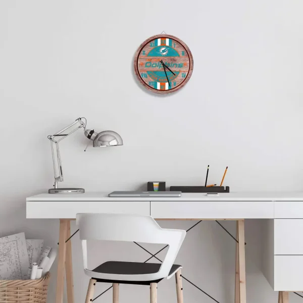 Miami Dolphins Vintage Wooden Wall Clock SPTVWWC013 - Image 2