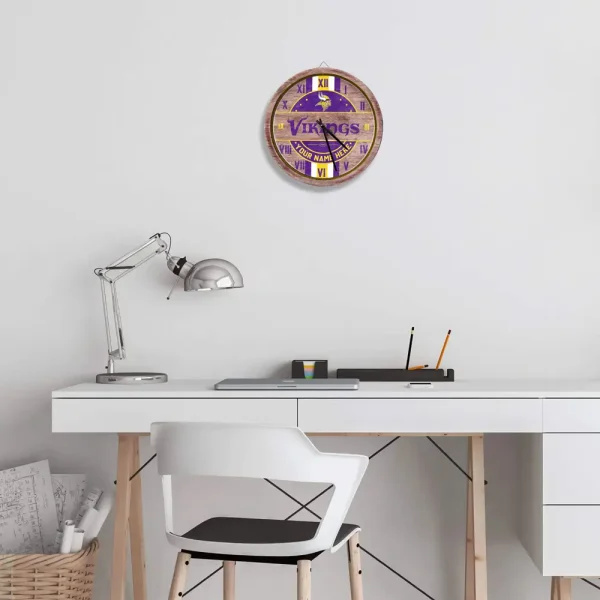 Minnesota Vikings Vintage Wooden Wall Clock SPTVWWC014 - Image 2