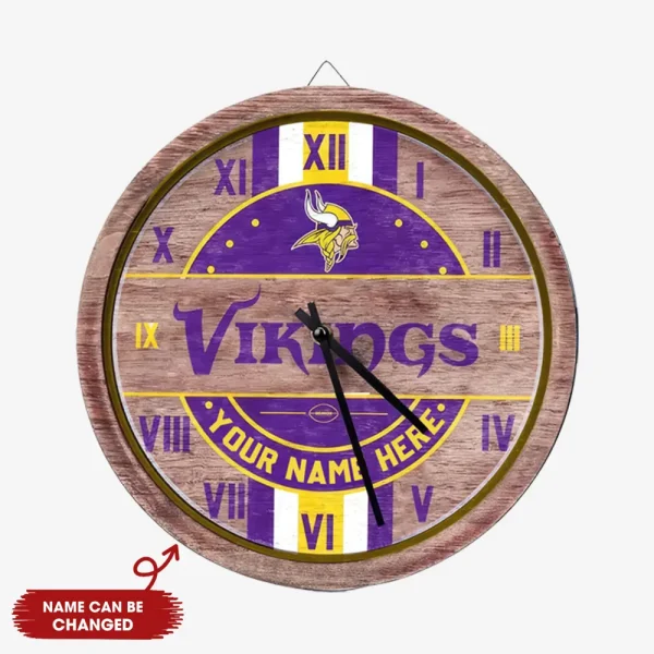 Minnesota Vikings Vintage Wooden Wall Clock SPTVWWC014