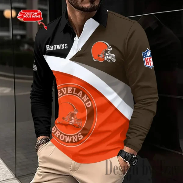 Cleveland Browns Fashion Men's Business Long Sleeve T-Shirt SPTLSPS303