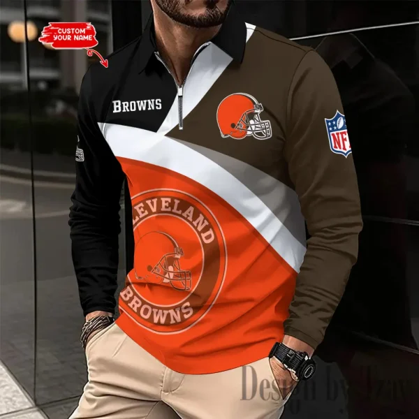 Cleveland Browns Fashion Men's Business Long Sleeve T-Shirt SPTLSPS303 - Image 2