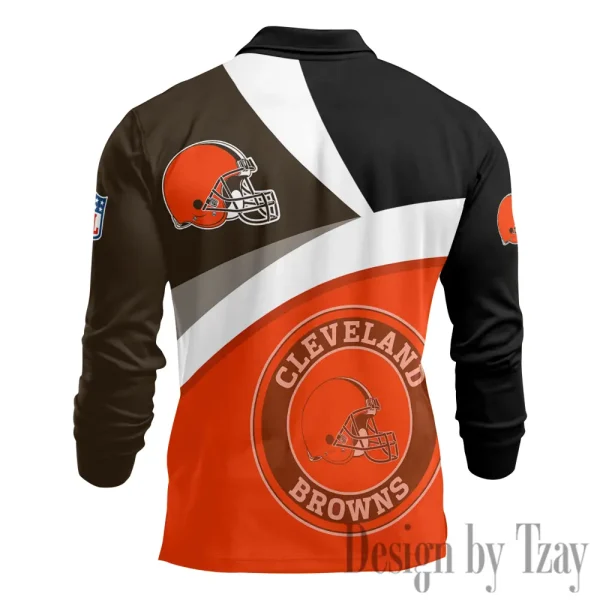 Cleveland Browns Fashion Men's Business Long Sleeve T-Shirt SPTLSPS303 - Image 3