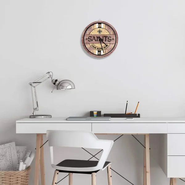 New Orleans Saints Vintage Wooden Wall Clock SPTVWWC016 - Image 2