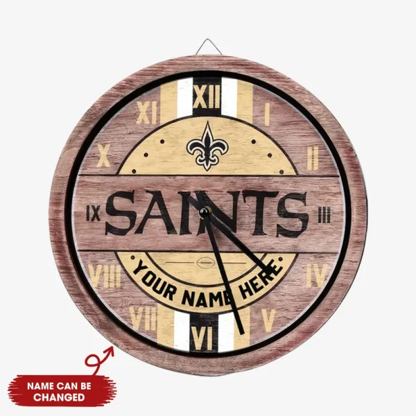 New Orleans Saints Vintage Wooden Wall Clock SPTVWWC016