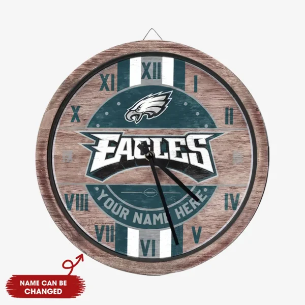 Philadelphia Eagles Vintage Wooden Wall Clock SPTVWWC018