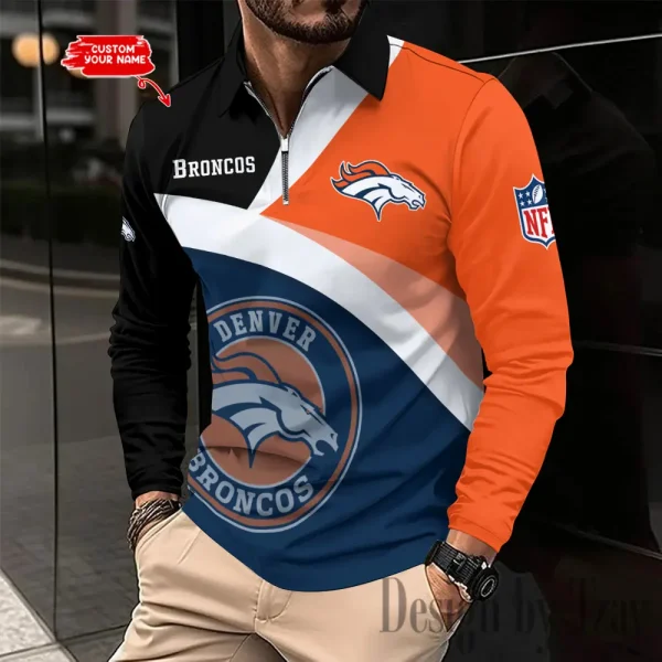 Denver Broncos Fashion Men's Business Long Sleeve T-Shirt SPTLSPS305 - Image 2