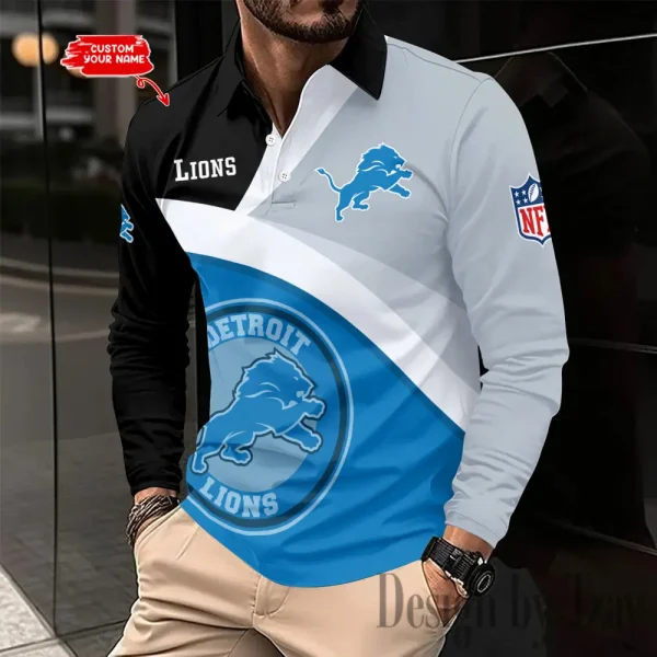 Detroit Lions Fashion Men's Business Long Sleeve T-Shirt SPTLSPS306