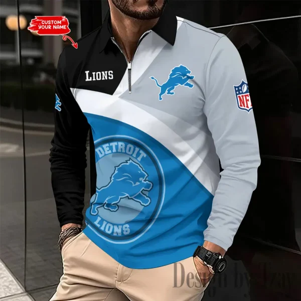 Detroit Lions Fashion Men's Business Long Sleeve T-Shirt SPTLSPS306 - Image 2
