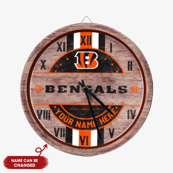 Cincinnati Bengals Vintage Wooden Wall Clock SPTVWWC021
