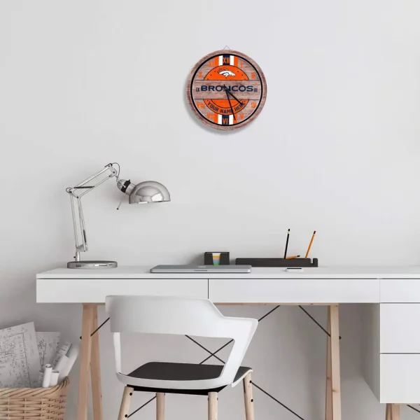 Denver Broncos Vintage Wooden Wall Clock SPTVWWC023 - Image 2