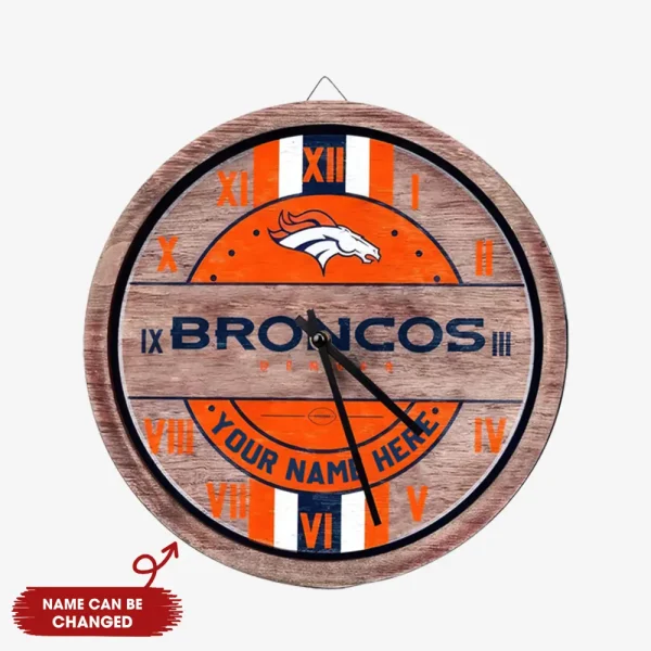 Denver Broncos Vintage Wooden Wall Clock SPTVWWC023