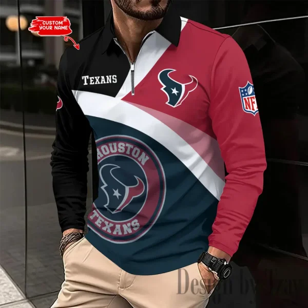Houston Texans Fashion Men's Business Long Sleeve T-Shirt SPTLSPS308 - Image 2