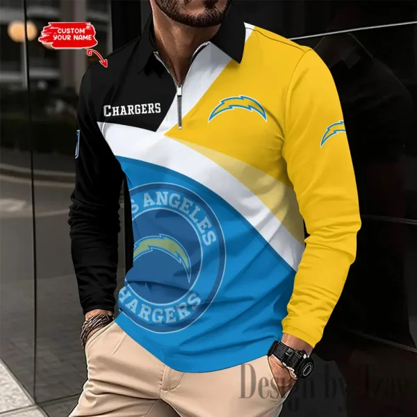 Los Angeles Chargers Fashion Men's Business Long Sleeve T-Shirt SPTLSPS313 - Image 2