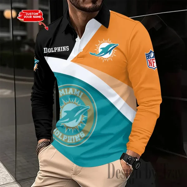 Miami Dolphins Fashion Men's Business Long Sleeve T-Shirt SPTLSPS315