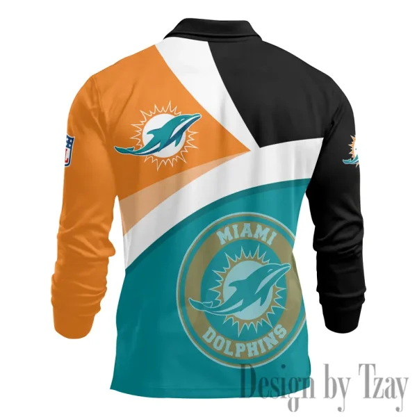 Miami Dolphins Fashion Men's Business Long Sleeve T-Shirt SPTLSPS315 - Image 3