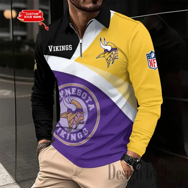 Minnesota Vikings Fashion Men's Business Long Sleeve T-Shirt SPTLSPS316 - Image 2