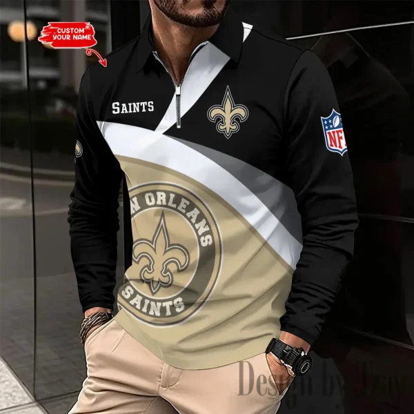 New Orleans Saints Fashion Men's Business Long Sleeve T-Shirt SPTLSPS318 - Image 2
