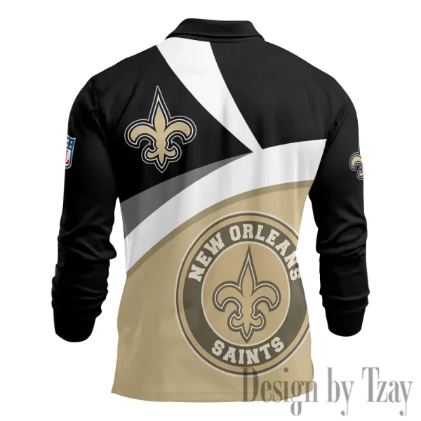 New Orleans Saints Fashion Men's Business Long Sleeve T-Shirt SPTLSPS318 - Image 3