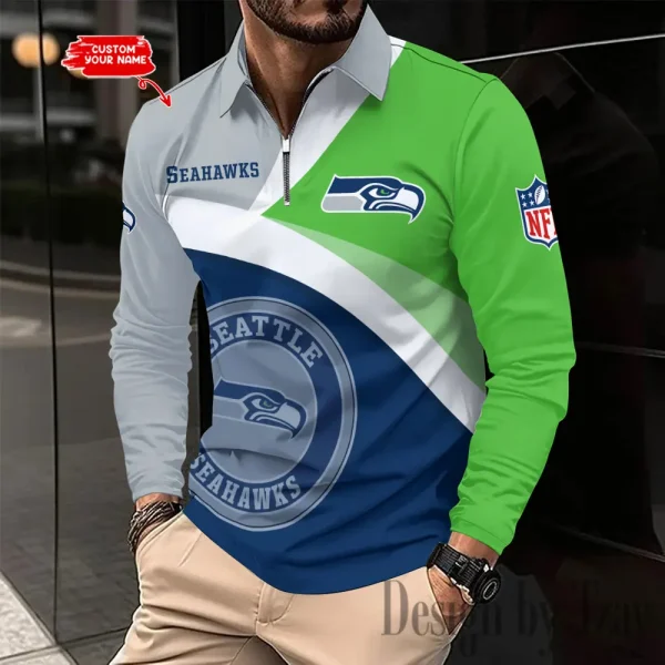 Seattle Seahawks Fashion Men's Business Long Sleeve T-Shirt SPTLSPS324 - Image 2