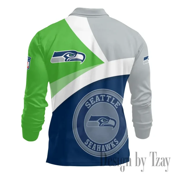 Seattle Seahawks Fashion Men's Business Long Sleeve T-Shirt SPTLSPS324 - Image 3