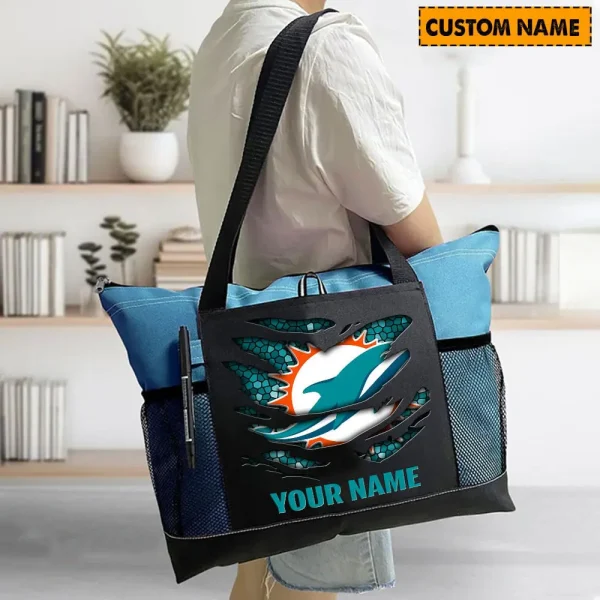Miami Dolphins Personalized Waterproof Mesh Tote Bag For Fan SPTPWTBF008 - Image 3